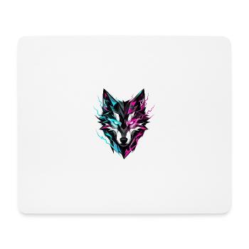 Wolfskopf neonfarben - Mousepad (Querformat) - Weiß - Vorne