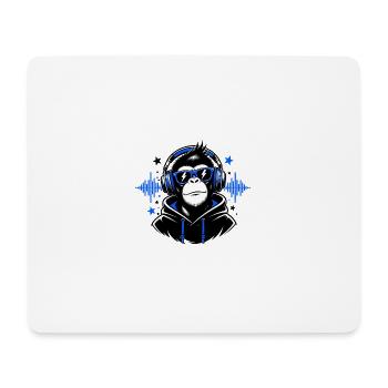 DJ-Affe mit Kopfhörern - Mousepad (Querformat) - Weiß - Vorne