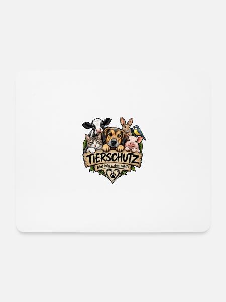 Tierschutz Tierliebe - Mousepad (Querformat) - Weiß