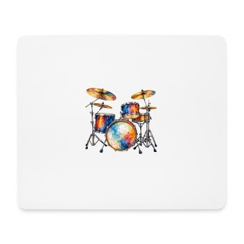 Farbexplosion Schlagzeug-Set - Mousepad (Querformat) - Weiß - Vorne