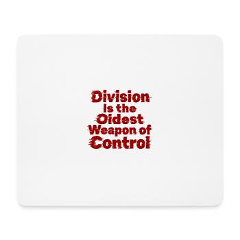 Fettgedruckte, notierte Typografie mit "Division Is - Mousepad (Querformat) - Weiß - Vorne