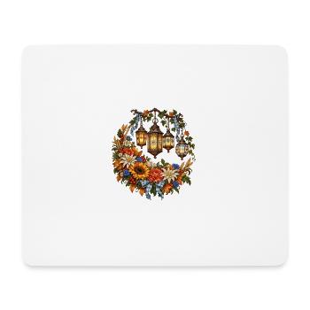Festlaternen mit Alpenblumen & Edelweiß - Mousepad (Querformat) - Weiß - Vorne