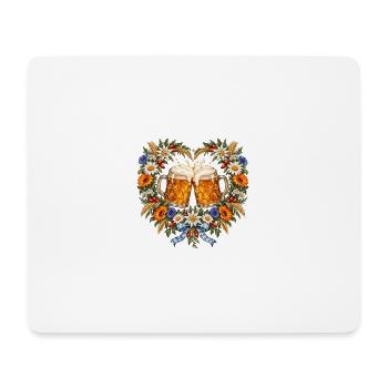 Bierkrüge im Blumenherz – Prost Volksfest - Mousepad (Querformat) - Weiß - Vorne