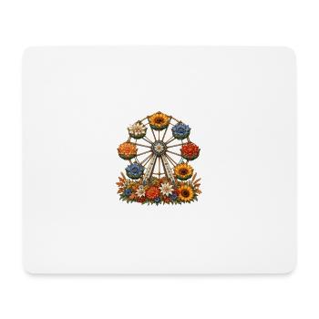 Florales Riesenrad – Volksfest & Alpenblumen - Mousepad (Querformat) - Weiß - Vorne