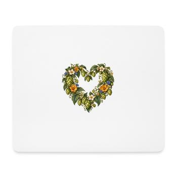Hopfenherz mit Blumen – Tracht & Volksfest - Mousepad (Querformat) - Weiß - Vorne