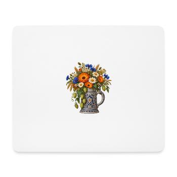 Bierkrug mit Blumen & Hopfen – Volksfest - Mousepad (Querformat) - Weiß - Vorne