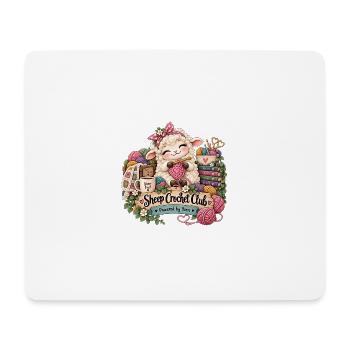Schaf Häkelnclub: Wolle Herz - Mousepad (Querformat) - Weiß - Vorne