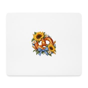 Brezel mit Sonnenblumen & Trachtenschleife - Mousepad (Querformat) - Weiß - Vorne