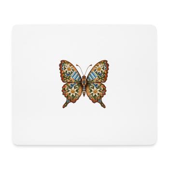 Trachten-Schmetterling mit Edelweiß & Enzian - Mousepad (Querformat) - Weiß - Vorne