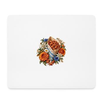 Gebrannte Mandeln mit Edelweiß & Blumen - Mousepad (Querformat) - Weiß - Vorne