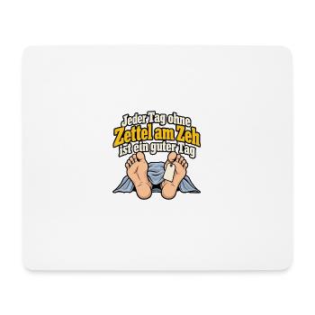 Zettel am Zeh – Schwarzer Humor - Mousepad (Querformat) - Weiß - Vorne