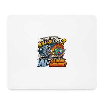 KI oder Erderwärmung – Das Weltuntergangsrennen - Mousepad (Querformat) - Weiß - Vorne