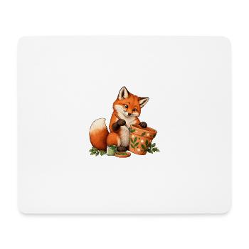 Fuchs bemalt einen Blumentopf - Mousepad (Querformat) - Weiß - Vorne