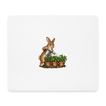 Hase gießt einen Kräutergarten - Mousepad (Querformat) - Weiß - Vorne