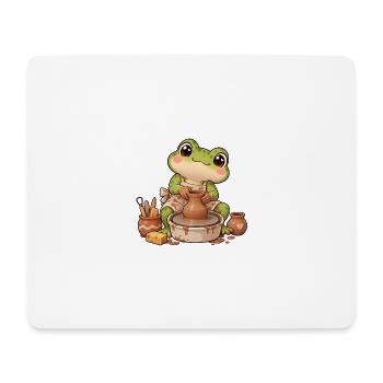Bezaubernder Ton-Keramikfrosch - Mousepad (Querformat) - Weiß - Vorne