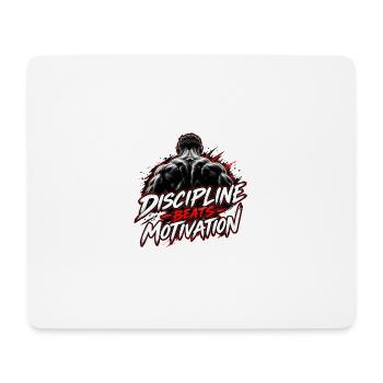 Disziplin Beats Motivation - Mousepad (Querformat) - Weiß - Vorne