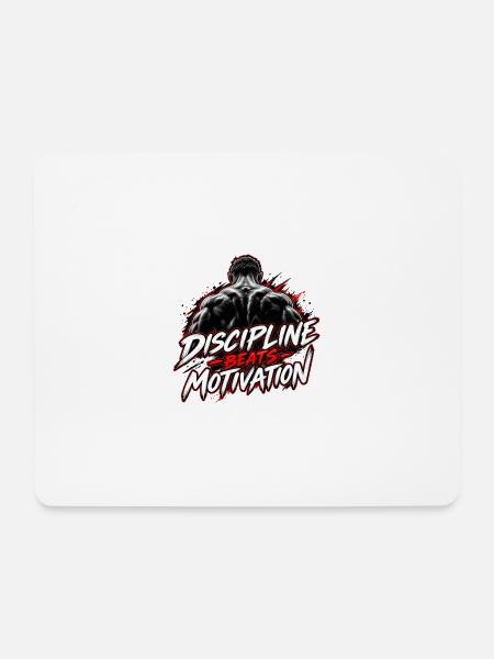 Disziplin Beats Motivation - Mousepad (Querformat) - Weiß