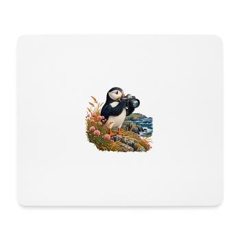 Papageitaucher mit Analogkamera - Mousepad (Querformat) - Weiß - Vorne