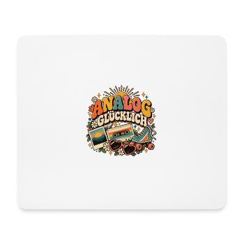 Analog glücklich – Retro Shirt für Nostalgie-Fans - Mousepad (Querformat) - Weiß - Vorne