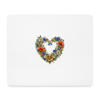 Alpenblumenherz mit Brezel & Edelweiß - Mousepad (Querformat) - Weiß - Vorne