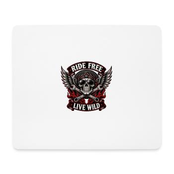 Ride Free Live Wild Skull - Mousepad (Querformat) - Weiß - Vorne