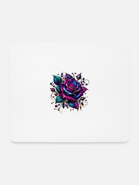 Neonrose mit Goldakzenten - Mousepad (Querformat) - Weiß