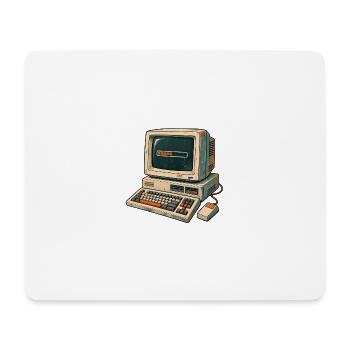 Retro-Computer Pixelästhetik - Mousepad (Querformat) - Weiß - Vorne