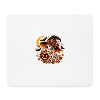 Leopardengeist im Halloweenhut - Mousepad (Querformat) - Weiß - Vorne
