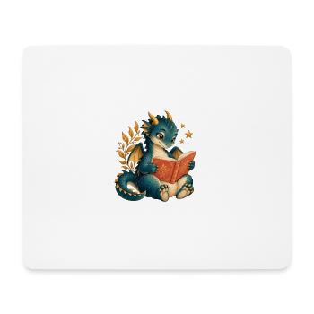 Book Dragon – Fantasy und Lesen - Mousepad (Querformat) - Weiß - Vorne