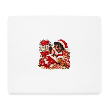 Weihnachtshund im Santa Outfit - Mousepad (Querformat) - Weiß - Vorne