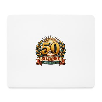 50 Jahre – Gold im Herzen - Mousepad (Querformat) - Weiß - Vorne