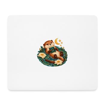 Otter Reader am Teich - Mousepad (Querformat) - Weiß - Vorne