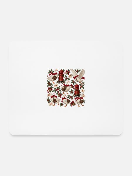 Gänse im Weihnachtspostmuster - Mousepad (Querformat) - Weiß