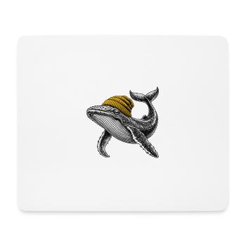 Wal mit Gelber Mütze – skurrile Seeweisheit - Mousepad (Querformat) - Weiß - Vorne