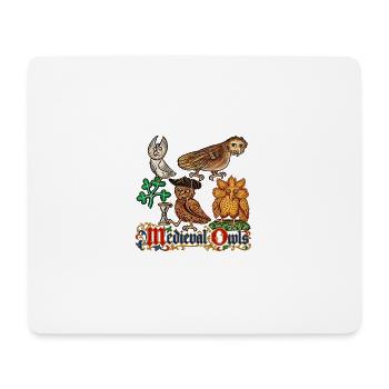 Verzierte mittelalterliche Eulen - Mousepad (Querformat) - Weiß - Vorne