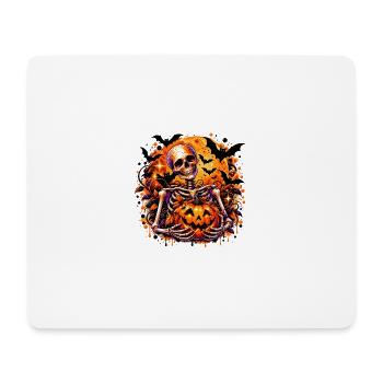 Skelett mit Pumpkin Halloween-Motiv - Mousepad (Querformat) - Weiß - Vorne