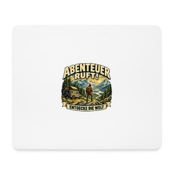 Abenteuer ruft Berge und Camper - Mousepad (Querformat) - Weiß - Vorne