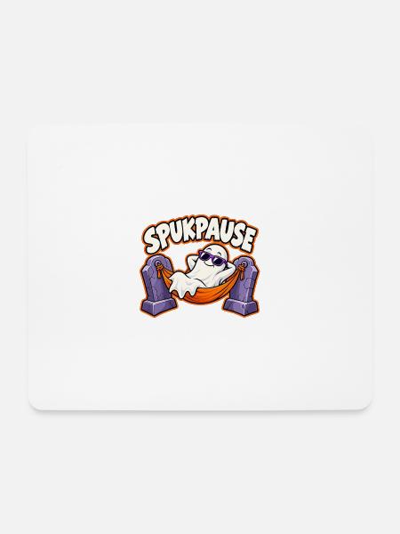 Spukpause – Geist in der Hängematte - Mousepad (Querformat) - Weiß