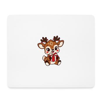 Süßes Weihnachts Rentier – Kawaii Kinder Motiv - Mousepad (Querformat) - Weiß - Vorne