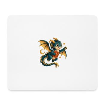 Sternendrache mit Goldenem Buch - Mousepad (Querformat) - Weiß - Vorne