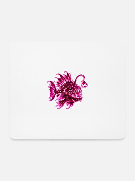 Rosa biolumineszente Laternenfisch - Mousepad (Querformat) - Weiß