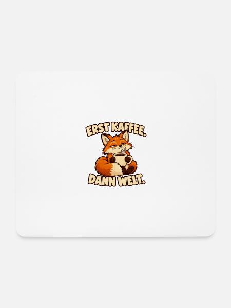 Erst Kaffee, dann Welt – Fuchs Kaffee Geschenk - Mousepad (Querformat) - Weiß