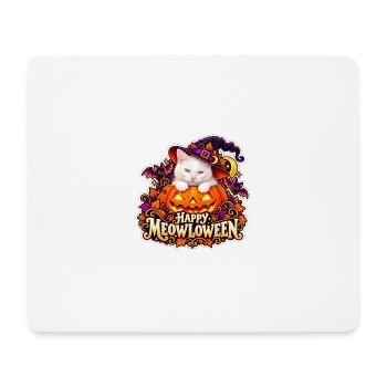 Meowloween: Die Katze im Halloween-Kürbis - Mousepad (Querformat) - Weiß - Vorne