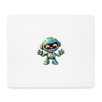Fröhlicher Tech-Roboter Cartoon - Mousepad (Querformat) - Weiß - Vorne