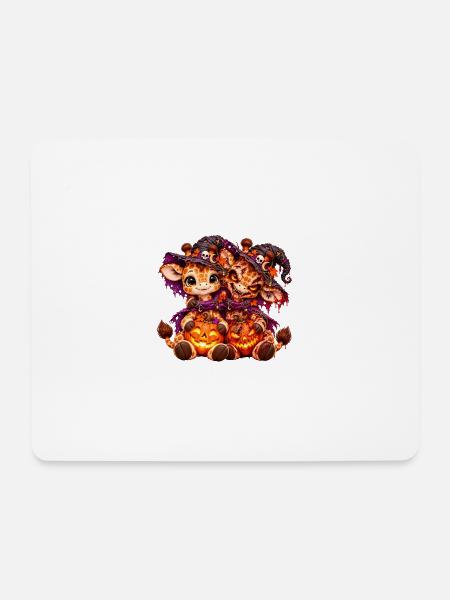 Giraffe Gir'Halloween-Kuschel (Yin-Yang) - Mousepad (Querformat) - Weiß