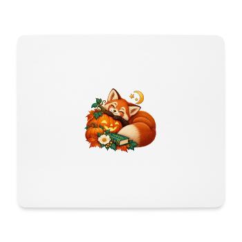 Glücklicher Fuchs zwischen Kürbissen und Sternen - Mousepad (Querformat) - Weiß - Vorne