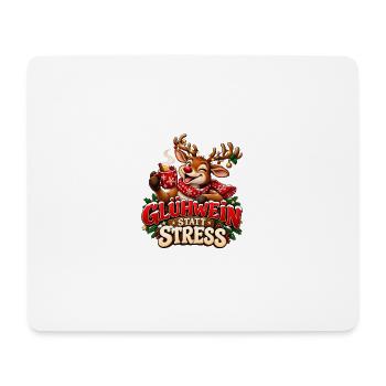 Glühwein statt Stress – Lustiges Weihnachtsrentier - Mousepad (Querformat) - Weiß - Vorne