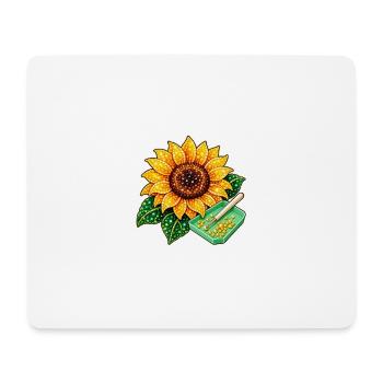 Diamond Painting Motiv - Funkelnde Sonnenblume - Mousepad (Querformat) - Weiß - Vorne