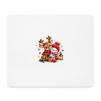 Winterfreunde Reh Schneemann - Mousepad (Querformat) - Weiß - Vorne