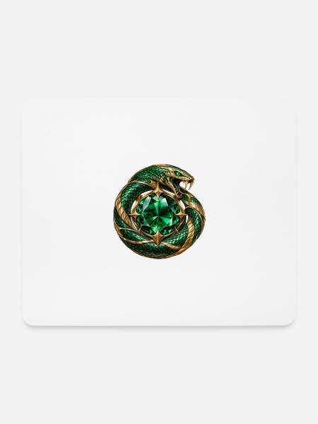 Smaragdgrüner Ouroboros - Mousepad (Querformat) - Weiß